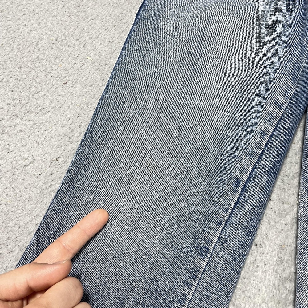 Good American Jeans Womens 4/27 Blue Wash High Rise Straight Fringe 27x27 Denim - Picture 3 of 13